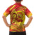 Vanuatu 45 Yia Indipendens Anivesari Family Matching Off The Shoulder Long Sleeve Dress and Hawaiian Shirt Tamtam Drum With Boar Tusk - Polynesian Pride