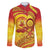 Vanuatu 45 Yia Indipendens Anivesari Family Matching Off The Shoulder Long Sleeve Dress and Hawaiian Shirt Tamtam Drum With Boar Tusk - Polynesian Pride