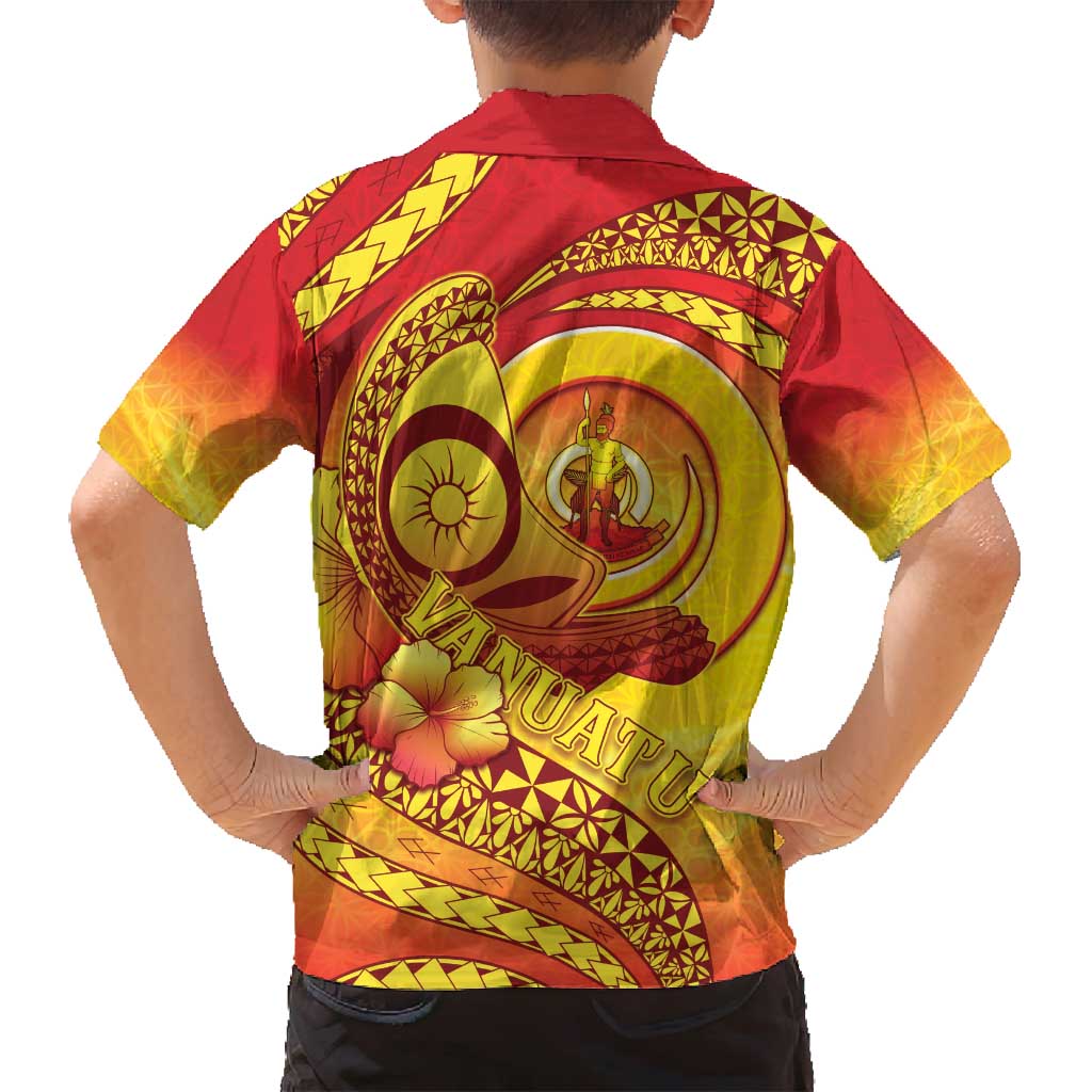 Vanuatu 45 Yia Indipendens Anivesari Family Matching Off Shoulder Maxi Dress and Hawaiian Shirt Tamtam Drum With Boar Tusk LT05 - Polynesian Pride