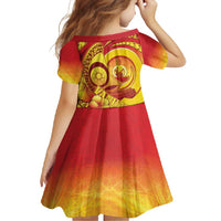 Vanuatu 45 Yia Indipendens Anivesari Family Matching Off Shoulder Maxi Dress and Hawaiian Shirt Tamtam Drum With Boar Tusk LT05 - Polynesian Pride