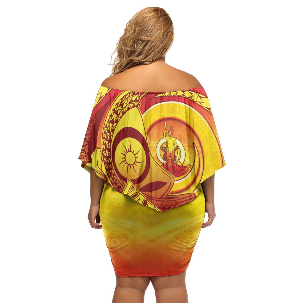 Vanuatu 45 Yia Indipendens Anivesari Family Matching Off Shoulder Short Dress and Hawaiian Shirt Tamtam Drum With Boar Tusk LT05 - Polynesian Pride