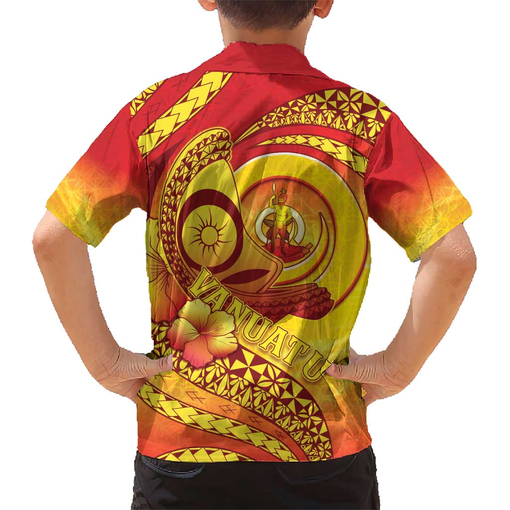 Vanuatu 45 Yia Indipendens Anivesari Family Matching Short Sleeve Bodycon Dress and Hawaiian Shirt Tamtam Drum With Boar Tusk LT05 - Polynesian Pride