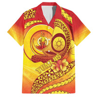 Vanuatu 45 Yia Indipendens Anivesari Family Matching Short Sleeve Bodycon Dress and Hawaiian Shirt Tamtam Drum With Boar Tusk LT05 Dad's Shirt - Short Sleeve Yellow - Polynesian Pride