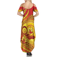 Vanuatu 45 Yia Indipendens Anivesari Family Matching Summer Maxi Dress and Hawaiian Shirt Tamtam Drum With Boar Tusk LT05 - Polynesian Pride