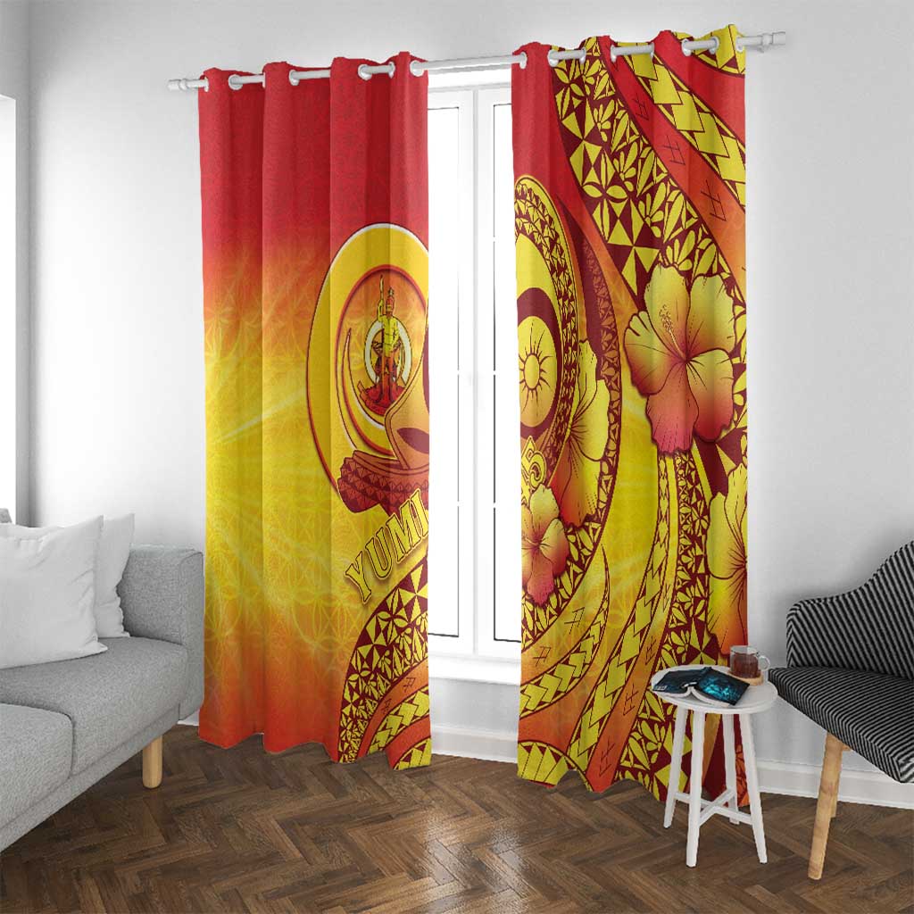 Vanuatu 45 Yia Indipendens Anivesari Window Curtain Tamtam Drum With Boar Tusk - Polynesian Pride