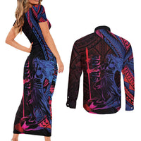 Samoan Pride Couples Matching Short Sleeve Bodycon Dress and Long Sleeve Button Shirt The Tui Manua - Polynesian Pride