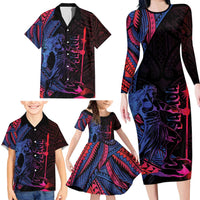 Samoan Pride Family Matching Long Sleeve Bodycon Dress and Hawaiian Shirt The Tui Manua LT05 - Polynesian Pride