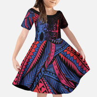 Samoan Pride Family Matching Mermaid Dress and Hawaiian Shirt The Tui Manua LT05 Daughter's Dress Black - Polynesian Pride
