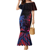 Samoan Pride Family Matching Mermaid Dress and Hawaiian Shirt The Tui Manua LT05 Mom's Dress Black - Polynesian Pride