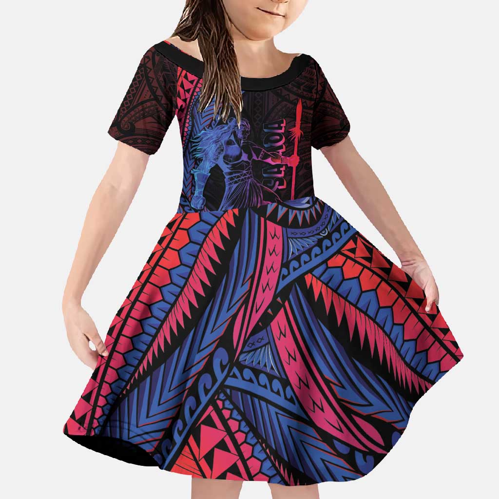 Samoan Pride Family Matching Off Shoulder Maxi Dress and Hawaiian Shirt The Tui Manua - Polynesian Pride