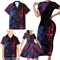 Samoan Pride Family Matching Short Sleeve Bodycon Dress and Hawaiian Shirt The Tui Manua LT05 - Polynesian Pride
