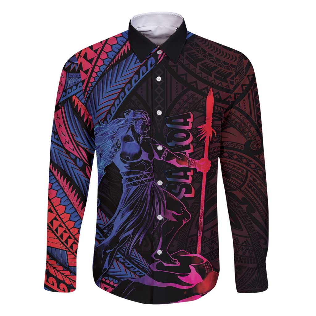 Samoan Pride Family Matching Short Sleeve Bodycon Dress and Hawaiian Shirt The Tui Manua LT05 Dad's Shirt - Long Sleeve Black - Polynesian Pride