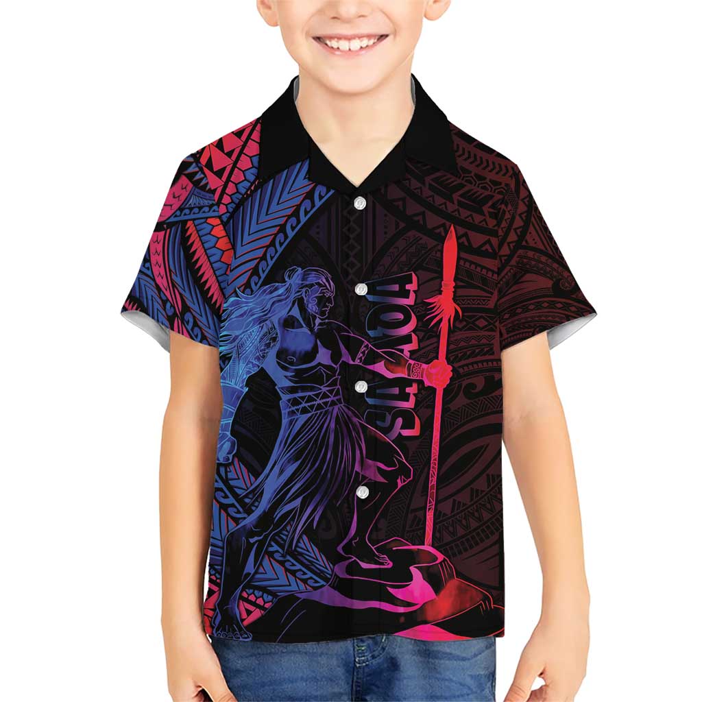 Samoan Pride Family Matching Short Sleeve Bodycon Dress and Hawaiian Shirt The Tui Manua LT05 Son's Shirt Black - Polynesian Pride