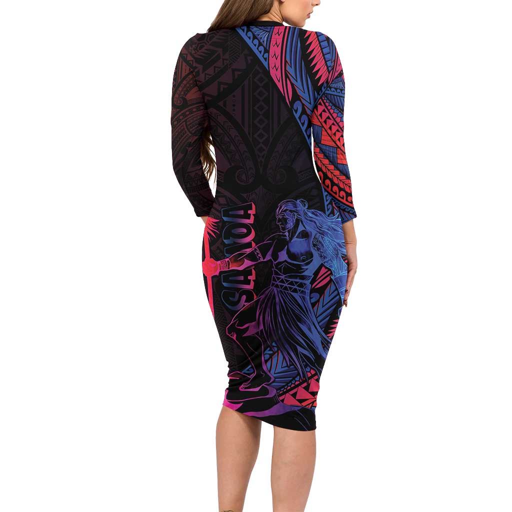 Samoan Pride Long Sleeve Bodycon Dress The Tui Manua - Polynesian Pride