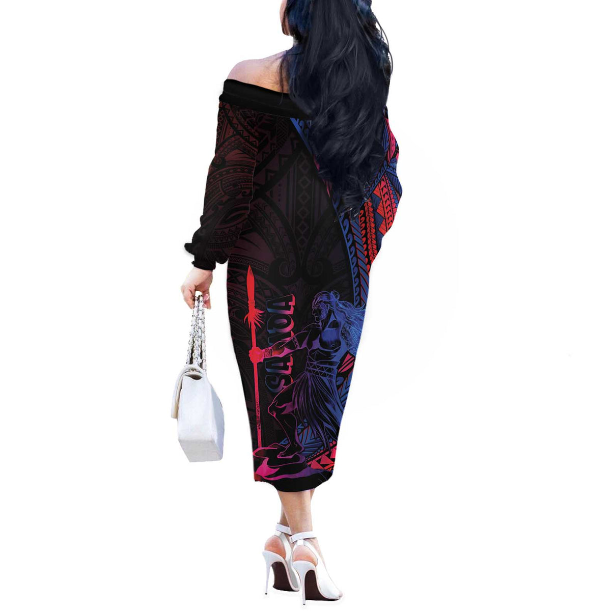 Samoan Pride Off The Shoulder Long Sleeve Dress The Tui Manua - Polynesian Pride