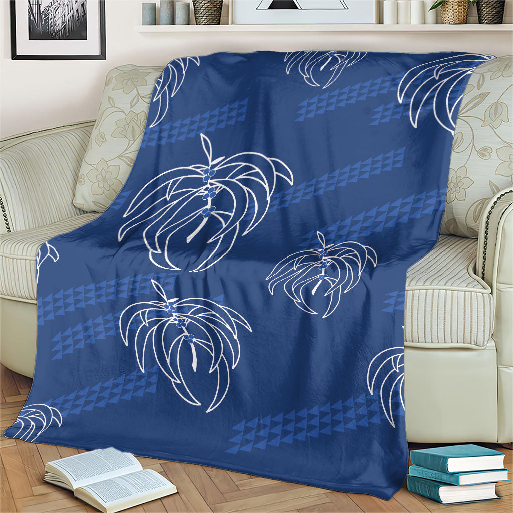 Aloha Hawaii Acacia Koa Leaves Blanket Navy Kakau Tribal Pattern LT05 - Polynesian Pride