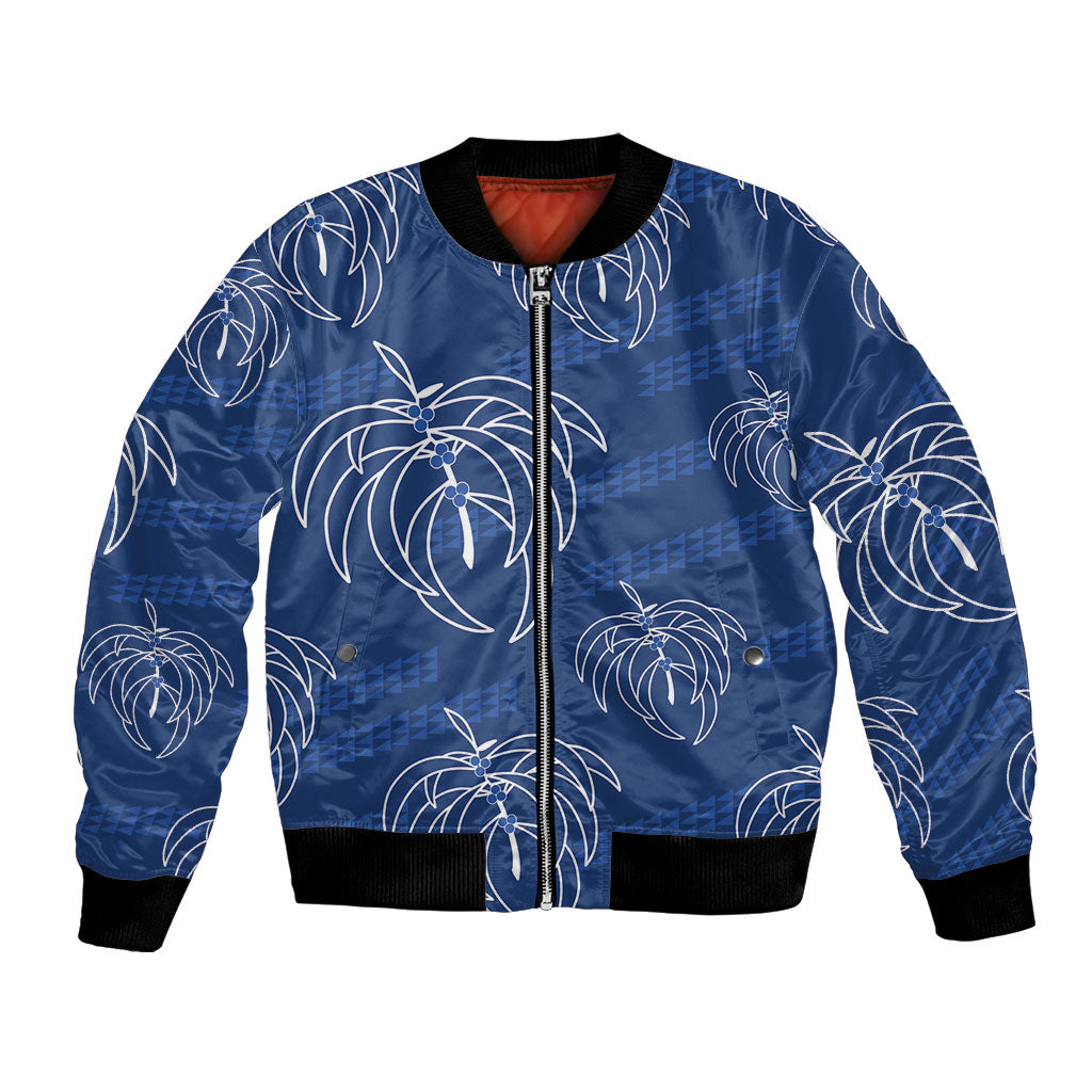 Aloha Hawaii Acacia Koa Leaves Bomber Jacket Navy Kakau Tribal Pattern LT05 Unisex Navy - Polynesian Pride