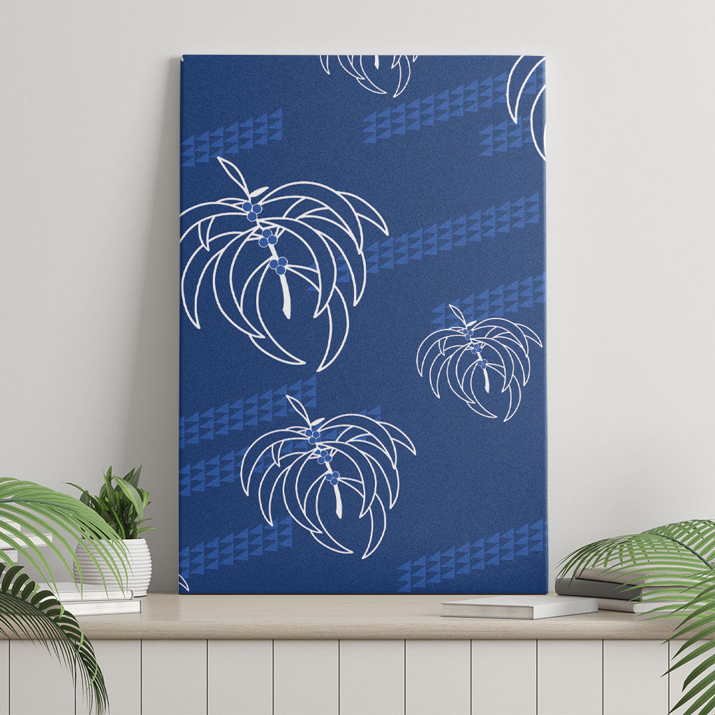 Aloha Hawaii Acacia Koa Leaves Canvas Wall Art Navy Kakau Tribal Pattern LT05 - Polynesian Pride