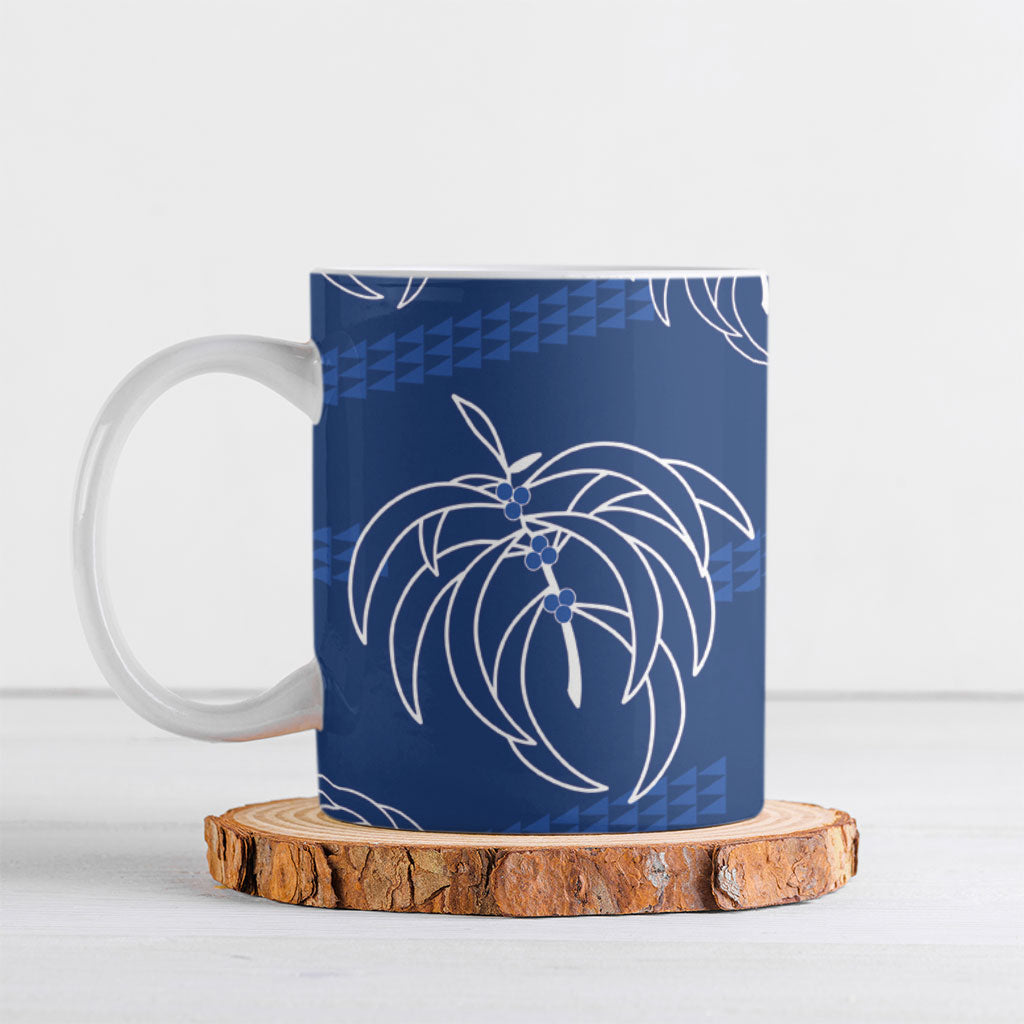 Aloha Hawaii Acacia Koa Leaves Ceramic Mug Navy Kakau Tribal Pattern LT05 Navy - Polynesian Pride