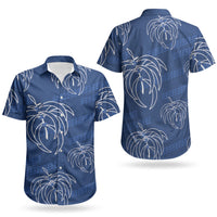Aloha Hawaii Acacia Koa Leaves Couples Matching Puletasi and Hawaiian Shirt Navy Kakau Tribal Pattern LT05 - Polynesian Pride
