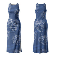 Aloha Hawaii Acacia Koa Leaves Couples Matching Tank Maxi Dress and Hawaiian Shirt Navy Kakau Tribal Pattern LT05 - Polynesian Pride