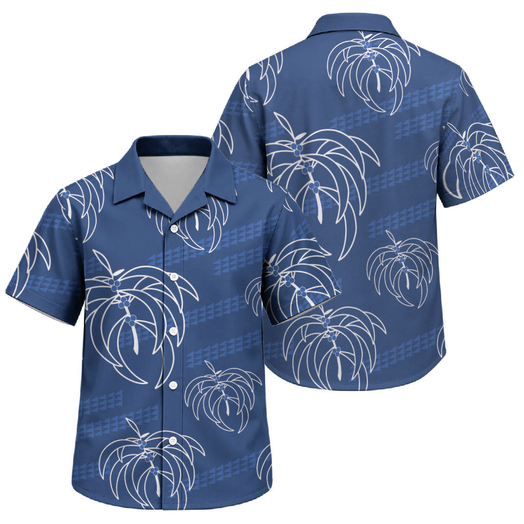 Aloha Hawaii Acacia Koa Leaves Family Matching Short Sleeve Bodycon Dress and Hawaiian Shirt Navy Kakau Tribal Pattern