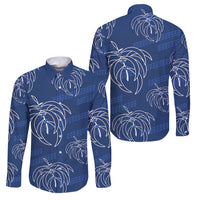 Aloha Hawaii Acacia Koa Leaves Family Matching Tank Maxi Dress and Hawaiian Shirt Navy Kakau Tribal Pattern LT05 Dad's Shirt - Long Sleeve Navy - Polynesian Pride