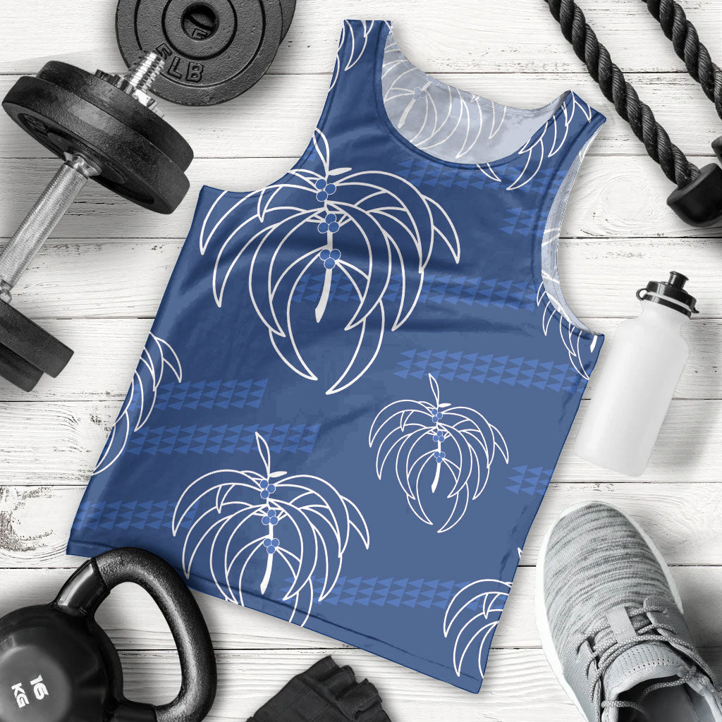 Aloha Hawaii Acacia Koa Leaves Men Tank Top Navy Kakau Tribal Pattern LT05 - Polynesian Pride