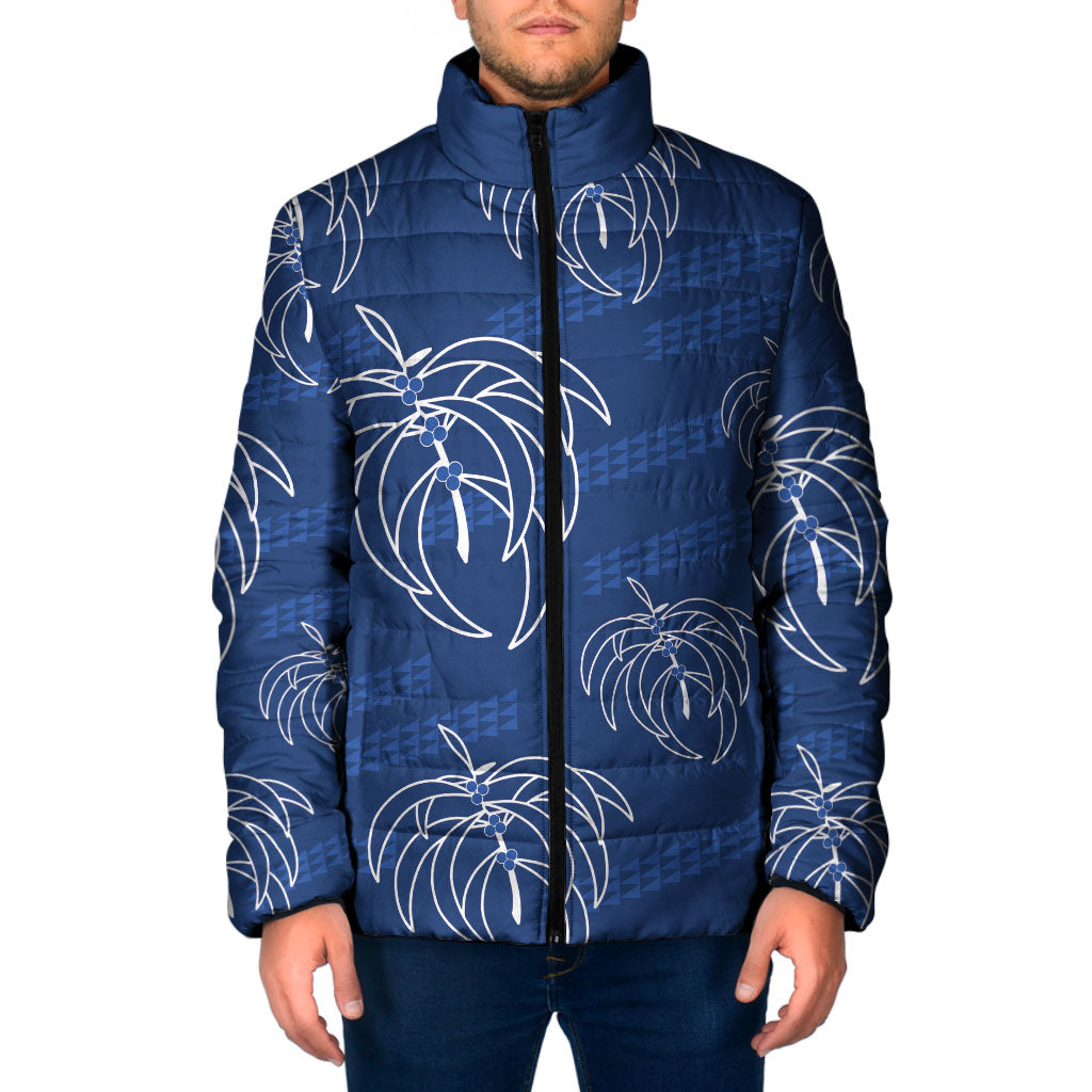 Aloha Hawaii Acacia Koa Leaves Padded Jacket Navy Kakau Tribal Pattern LT05 Men Navy - Polynesian Pride