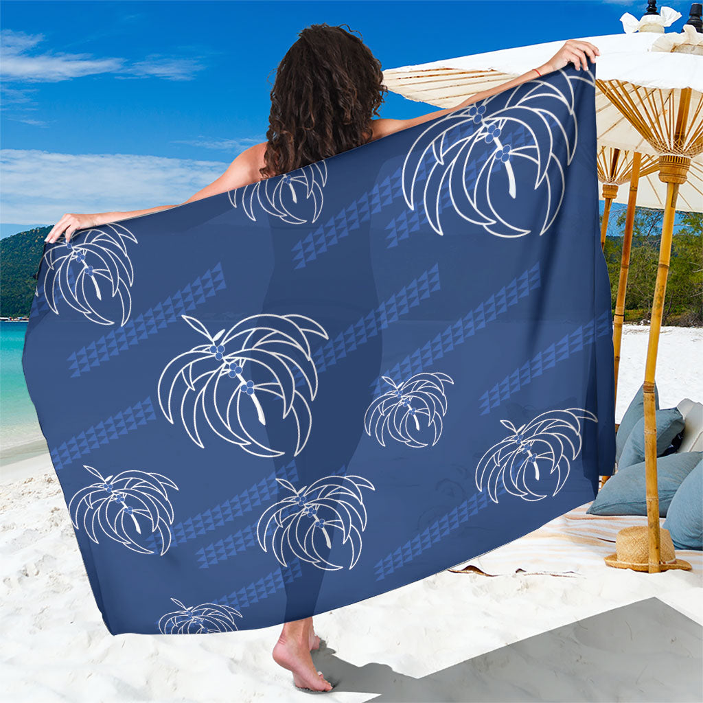 Aloha Hawaii Acacia Koa Leaves Sarong Navy Kakau Tribal Pattern