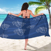 Aloha Hawaii Acacia Koa Leaves Sarong Navy Kakau Tribal Pattern
