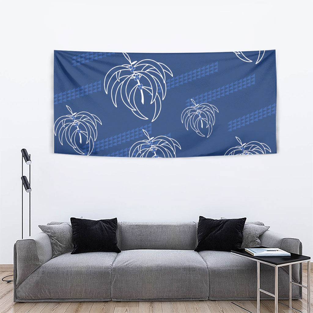 Aloha Hawaii Acacia Koa Leaves Tapestry Navy Kakau Tribal Pattern LT05 - Polynesian Pride