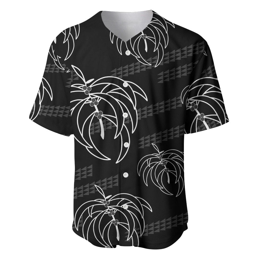 Aloha Hawaii Acacia Koa Leaves Baseball Jersey Black Kakau Tribal Pattern LT05 Black - Polynesian Pride