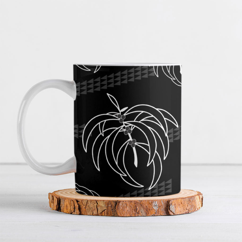 Aloha Hawaii Acacia Koa Leaves Ceramic Mug Black Kakau Tribal Pattern LT05 Black - Polynesian Pride