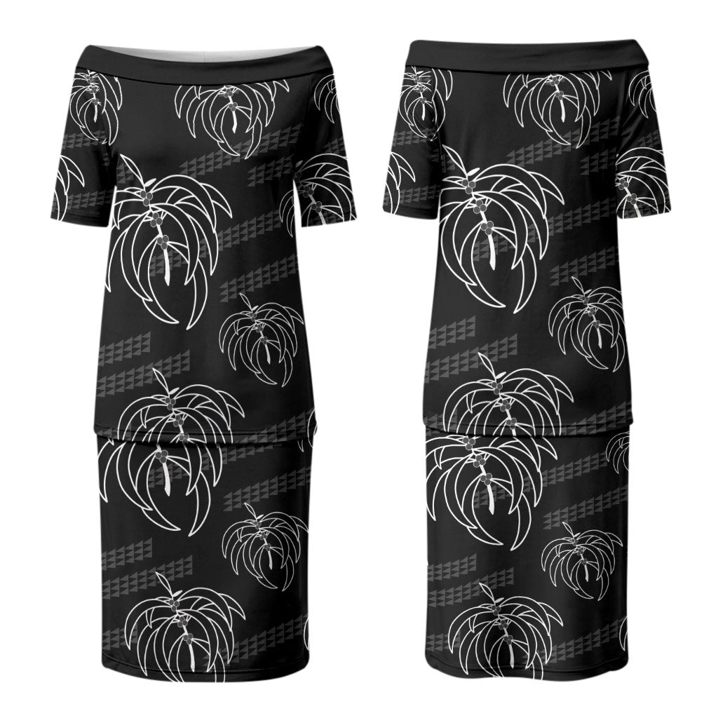 Aloha Hawaii Acacia Koa Leaves Couples Matching Puletasi and Hawaiian Shirt Black Kakau Tribal Pattern LT05 - Polynesian Pride