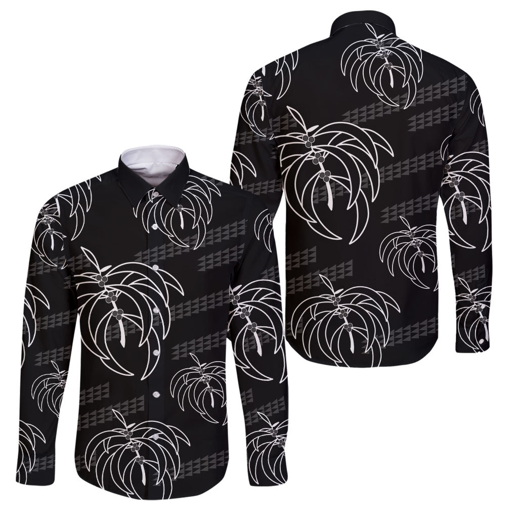 Aloha Hawaii Acacia Koa Leaves Family Matching Long Sleeve Bodycon Dress and Hawaiian Shirt Black Kakau Tribal Pattern LT05 Dad's Shirt - Long Sleeve Black - Polynesian Pride