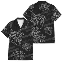 Aloha Hawaii Acacia Koa Leaves Family Matching Off The Shoulder Long Sleeve Dress and Hawaiian Shirt Black Kakau Tribal Pattern LT05 Dad's Shirt - Short Sleeve Black - Polynesian Pride