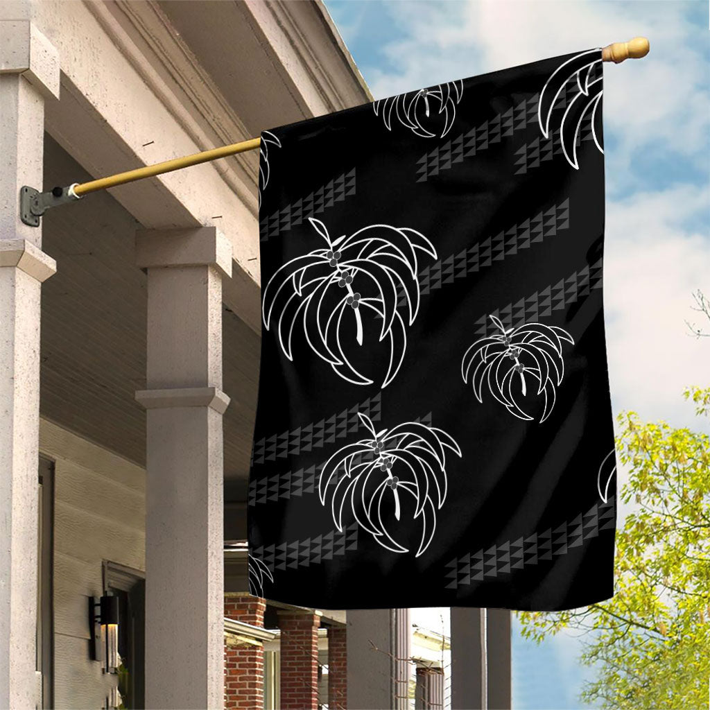 Aloha Hawaii Acacia Koa Leaves Garden Flag Black Kakau Tribal Pattern LT05 House Flag Black - Polynesian Pride