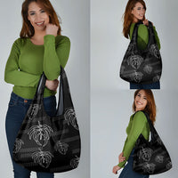 Aloha Hawaii Acacia Koa Leaves Grocery Bag Black Kakau Tribal Pattern
