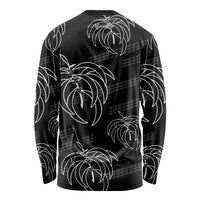 Aloha Hawaii Acacia Koa Leaves Long Sleeve Shirt Black Kakau Tribal Pattern