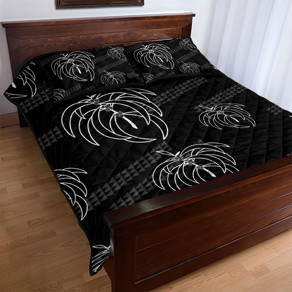 Aloha Hawaii Acacia Koa Leaves Quilt Bed Set Black Kakau Tribal Pattern LT05 - Polynesian Pride