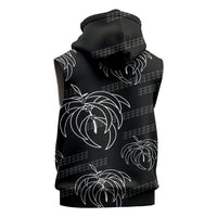 Aloha Hawaii Acacia Koa Leaves Sleeveless Zip Hoodie Black Kakau Tribal Pattern LT05 - Polynesian Pride