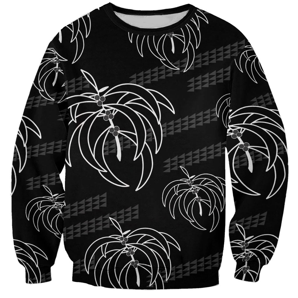 Aloha Hawaii Acacia Koa Leaves Sweatshirt Black Kakau Tribal Pattern LT05 Unisex Black - Polynesian Pride