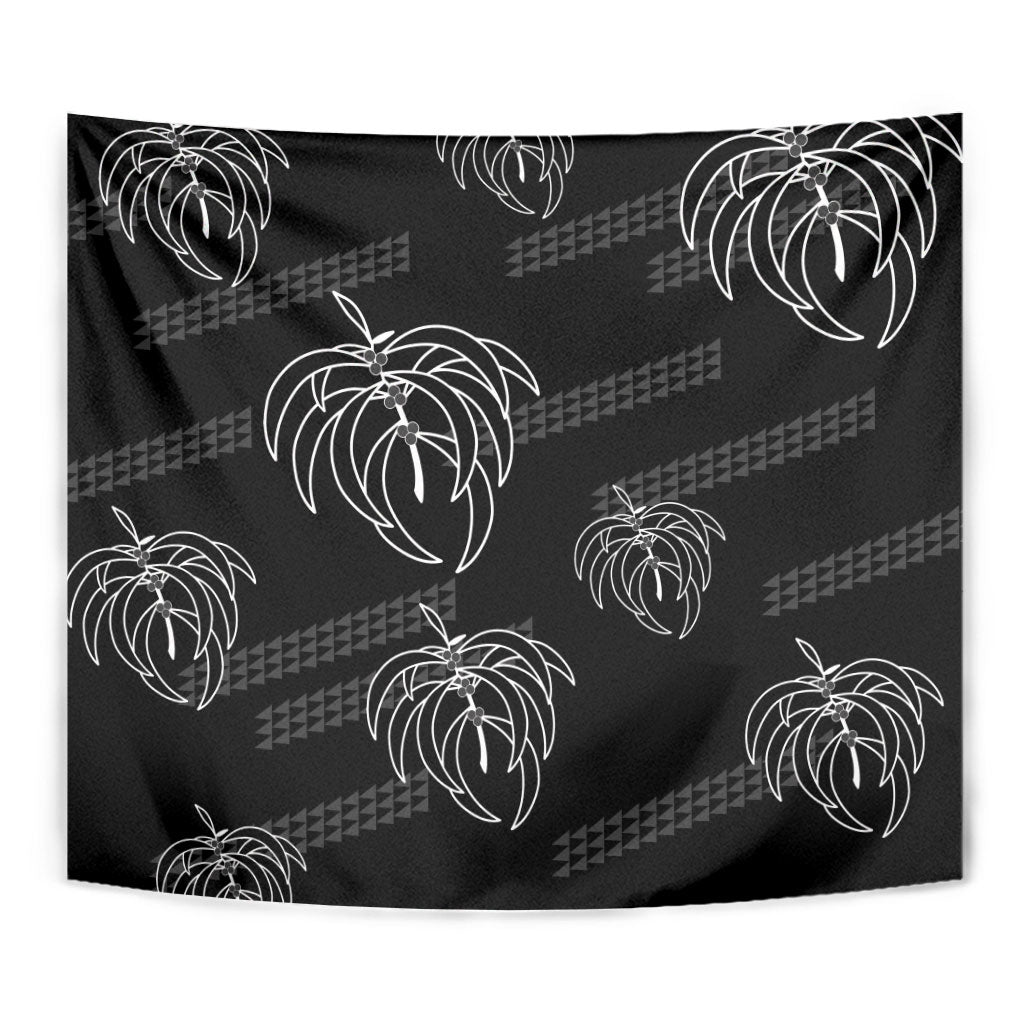 Aloha Hawaii Acacia Koa Leaves Tapestry Black Kakau Tribal Pattern LT05 - Polynesian Pride
