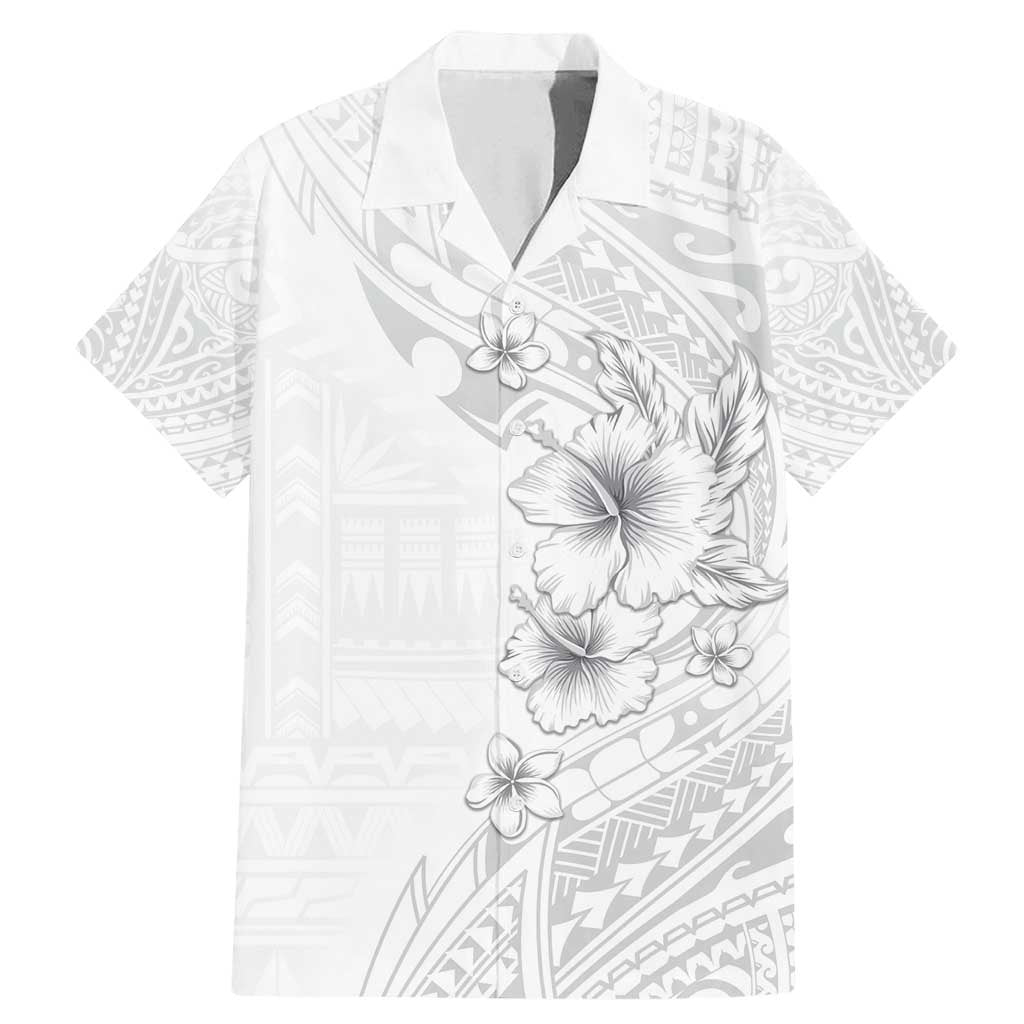 Lotu Tamaiti Samoa Family Matching Mermaid Dress and Hawaiian Shirt White Sunday Polynesian Tribal Pattern Elegant Style LT05 Dad's Shirt - Short Sleeve White - Polynesian Pride