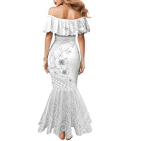 Lotu Tamaiti Samoa Family Matching Mermaid Dress and Hawaiian Shirt White Sunday Polynesian Tribal Pattern Elegant Style LT05 - Polynesian Pride