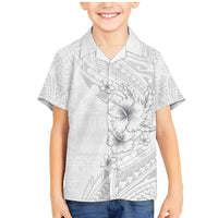 Lotu Tamaiti Samoa Family Matching Mermaid Dress and Hawaiian Shirt White Sunday Polynesian Tribal Pattern Elegant Style LT05 Son's Shirt White - Polynesian Pride