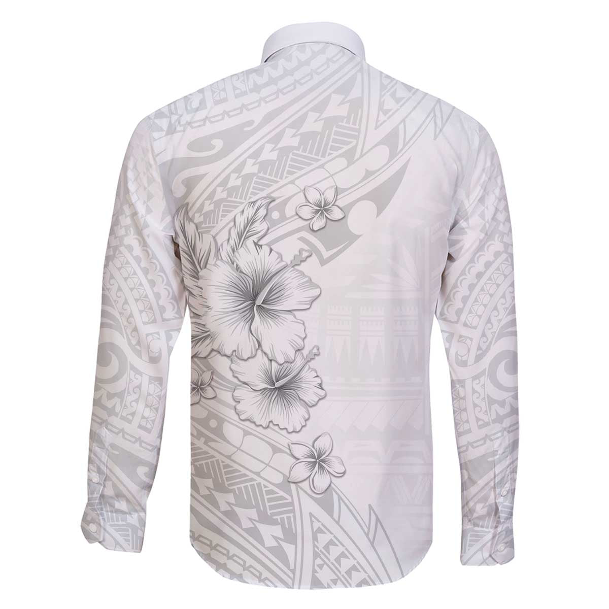 Lotu Tamaiti Samoa Family Matching Off The Shoulder Long Sleeve Dress and Hawaiian Shirt White Sunday Polynesian Tribal Pattern Elegant Style LT05 - Polynesian Pride