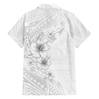Lotu Tamaiti Samoa Family Matching Off Shoulder Maxi Dress and Hawaiian Shirt White Sunday Polynesian Tribal Pattern Elegant Style LT05 - Polynesian Pride