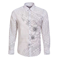 Lotu Tamaiti Samoa Family Matching Off Shoulder Maxi Dress and Hawaiian Shirt White Sunday Polynesian Tribal Pattern Elegant Style LT05 Dad's Shirt - Long Sleeve White - Polynesian Pride